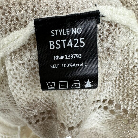 POL Open Knit Tie Dye Sweater M Relaxed Fit Lightweight Boho Tan Cream - Picture 7 of 7